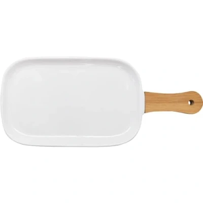 Imagen de NERTHUS FIH 1339 Bandeja de Porcelana para Snacks con Asa Bambú, Elegancia y Funcionalidad en la Hora del Aperitivo