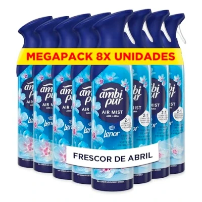 Imagen de Ambipur Despertar Primaveral Ambientador En Spray 185ml x 8, Con Una Fragancia El Doble De Duradera Que Elimina Olores Y Deja Un Aroma Fresco Ligero
