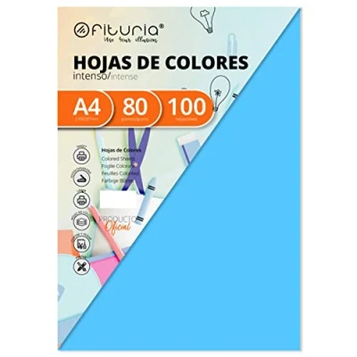 Imagen de Pack 100 Hojas Color Azul Tamaño A4 80g