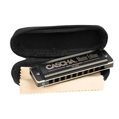 Imagen de Cascha Master Edition Blues Harmonica Armónica (en do mayor, con funda suave y toalla), color azul
