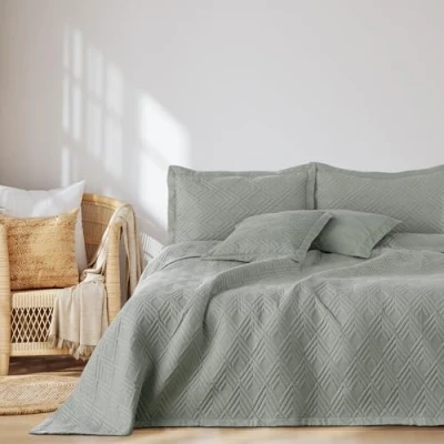 Imagen de AmeliaHome Colcha de 200 x 220 cm, Manta Doble Cara, ultrasonic, Acolchado, poliéster, Color Gris