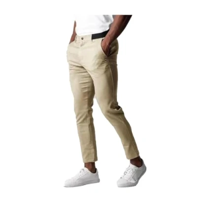 Imagen de Bizgent Active pantalones chinos para hombre, básicos, casuales, ajustados, elásticos, con parte delantera plana, de vestir caqui, 27 32