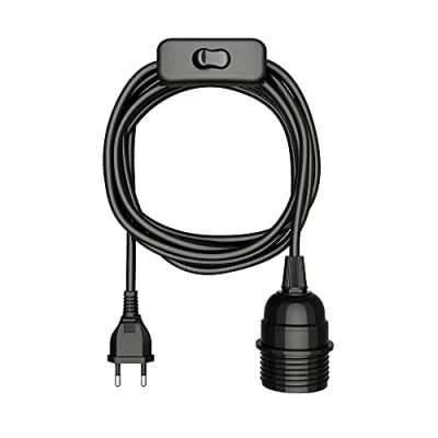 Imagen de ledscom.de cable LEKA, enchufe, interruptor, negro, 3 m, portalámparas, 1x E27 máx. 60W, cable, de lámpara, E27, lámpara colgante,