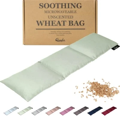 Imagen de Qomfor Saco térmico de Semillas Bolsa Grande para Microondas Cervical y con Funda Algodón el Alivio del Dolor Cuello, Hombros Espalda (verde claro)