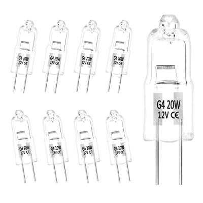 Imagen de UKOFEW G4 Bombilla Halógena 12V 20W，20 W, casquillo G4, bombillas halógenas de para Iluminación del Paisaje, Luz Gabinete, Candelabro 10 Piezas
