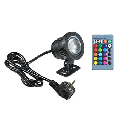 Imagen de Lixada 10 W RGB LED Linterna luz Bajo el agua (con mando a distancia, 16 colores 4 efectos de IP68 resistente al diseño para piscina Acuario Brunnen Halloween Navidad Festival Boda Función