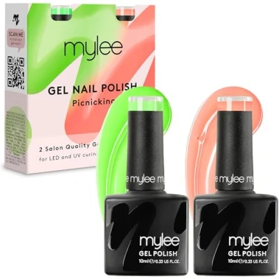 Imagen de Mylee Set de Esmalte Uñas en Gel Semipermanente 2x10ml [Picnicking Duo] UV/LED Nail Art Manicure Pedicure para Uso Profesional y Doméstico [Otoño/Invierno 2024] Larga Duración Fácil Aplicar