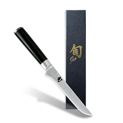 Imagen de KAI Shun Classic Cuchillo deshuesador japonés con hoja de 15 cm Damasco 32 capas núcleo VG MAX 61 (±1) HRC Mango madera Pakka Hecho en Japón carnicero forjado
