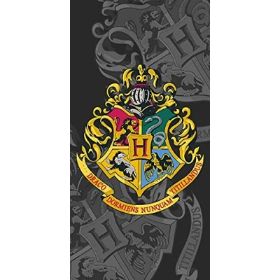 Imagen de Kasdesign Serviette de Plage Harry Potter Noire Blason Poudlard Toallas baño, Multicolor, Único