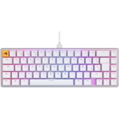 Imagen de Glorious gaming GMMK 2 Compact 65% Teclado mecánico, compacto TKL 65%, carcasa de aluminio, personalizable, keycaps dobles, switches Fox, RGB, distribuciones QWERTY español Blanco