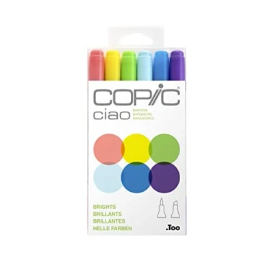 Imagen de Copic Ciao Set «Brights», 6 rotuladores dobles con punta mediana y de pincel