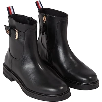 Imagen de Tommy Hilfiger Mujer Botines de caña baja Leather Botas, Negro (Black), 36 EU