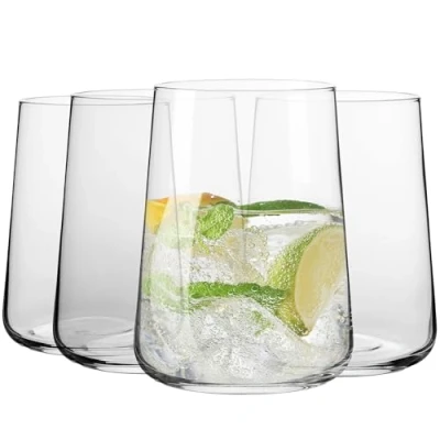 Imagen de Krosno Vasos para agua, bebidas y zumos Diseño elegante Sin plomo Capacidad Colección Infinity Ideal hogares, restaurantes, fiestas Apto lavavajillas (4 unidades 490 ml)