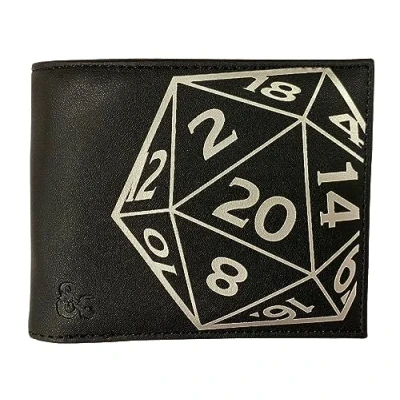 Imagen de William Lamb Dungeons and Dragons Cartera de piel sintética negra con compartimento para monedas cremallera y ranuras tarjetas notas, Black, 13 X 9 .7cm, Moderno