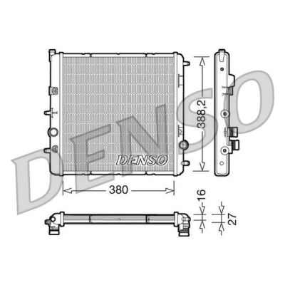 Imagen de DENSO DRM07003 Radiador, refrigeración del motor Aluminio 380 388 16 PEUGEOT: 207 Hatchback, 208 I SW, CITROËN: C3 II, DS3 Hatchback