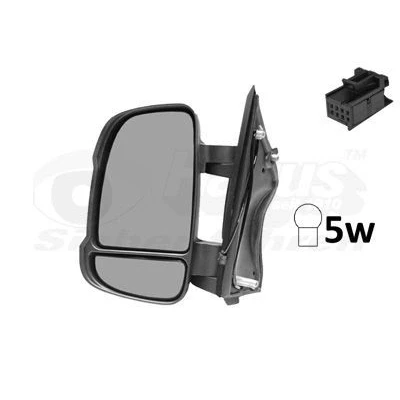 Imagen de espejo retrovisor Van Wezel 1651807 izquierda negro completo, convexo, para ajuste elect. espejo, calefactable, con gran angular, brazo
