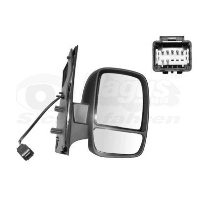 Imagen de espejo retrovisor Van Wezel 0943808 derecha completo, convexo, para ajuste elect. espejo, calefactable, con sensor de temperatura, g