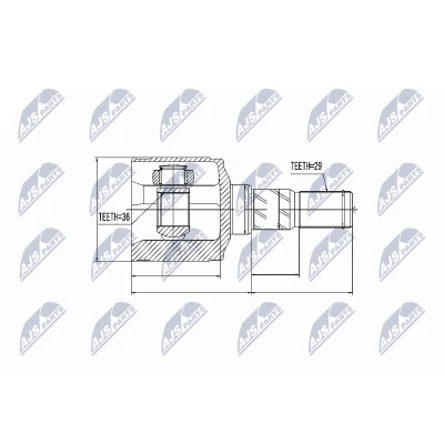 Imagen de NTY NPW CH 025 Junta Homocinética Eje delantero, izquierda JEEP: GRAND CHEROKEE 3, Commander