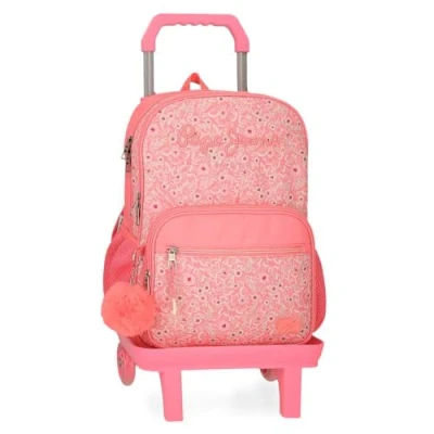 Imagen de Pepe Jeans Nahid Mochila Escolar Doble Compartimento con Carro Rosa 30x40x12 cms Poliéster by Joumma Bags