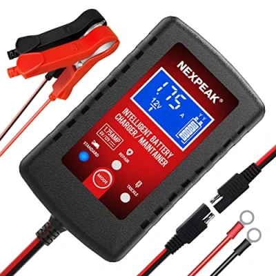 Imagen de Cargador de batería automóvil 1,75A, mantenedor Completamente automático Inteligente 6 V y 12 V, Lento, desulfatador para