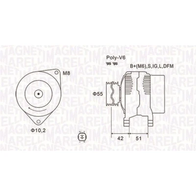 Imagen de MAGNETI MARELLI 063732126010 Alternador 14V 100A TOYOTA: Auris Hatchback, Verso, Avensis III Familiar, JEEP: Commander