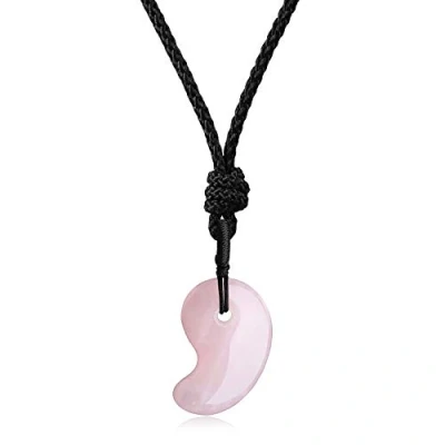 Imagen de COAI Collar Ajustable con Colgante Magatama de Cuarzo Rosa Piedra Natural para Mujer