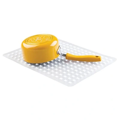 Imagen de iDesign Escurridor de platos y vasos, rejilla plástico PVC tamaño grande, alfombrilla escurreplatos para proteger el fregadero la cocina, transparente