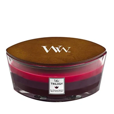 Imagen de WoodWick Trilogy vela perfumada en forma de elipse con llama Hearthwick, Bayas maduras, Ellipse