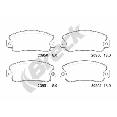 Imagen de BRECK 20950 00 702 10 Juego de pastillas freno preparado para indicador desgaste FIAT: Punto I Hatchback, Uno Seicento / 600 Hatchback