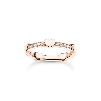 Imagen de THOMAS SABO Anillo Pavé con corazones de Plata ley 925, 750, chapado en oro rosa TR2391 416 14, 52, ley, Zirconia cúbica