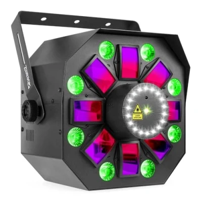 Imagen de BeamZ Multibox LED Derby con efecto de luz estroboscópica, PAR, UV RGB, control música DMX, discoteca