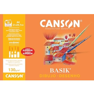 Imagen de Canson Papel dibujo basik din a4 sin recuadro 130 gramos en minipacks de 10 hojas