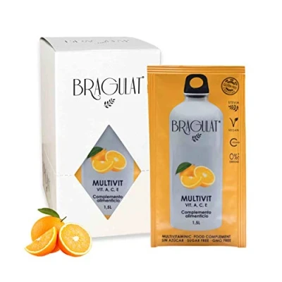 Imagen de BRAGULAT Bebida de Fruta Multivitamínica Bebidas y Refrescos Instantáneas en Polvo Saborizantes Sin Azucar, con Vitamina C B12 15 Sobres