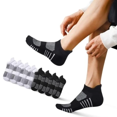 Imagen de EKSHER Calcetines Cortos Hombre 8 Pares Blancos Running Mujer Negros Verano Antideslizantes Antiampollas