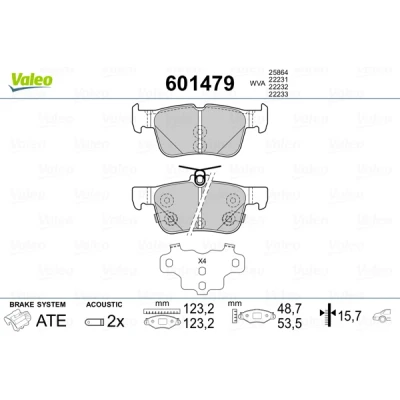 Imagen de VALEO 601479 Juego de pastillas freno Eje trasero con contacto avisador desgaste Chapa antichirridos FORD: KUGA 2, Focus Mk4 Hatchback