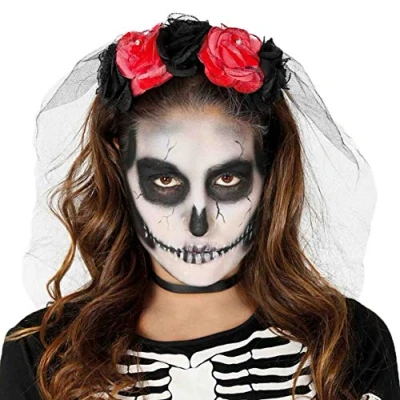 Imagen de Guirca Diadema Rose Halloween Mujer, Color Rojo/Negro, 1