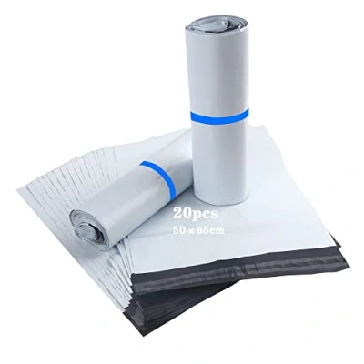 Imagen de HVDHYY Bolsas para Envíos Paquetes Ropa Grandes 50cmX65cm 20pcs Sobres de Correo Postales Plástico Genérico Envío Nuevo Material Impermeable, Opacas Autoadhesivo, Prueba manipulaciones Blanco