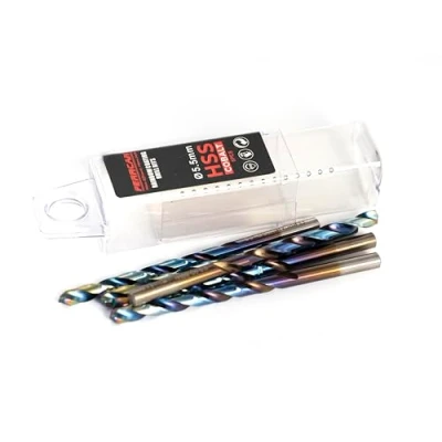 Imagen de Ferrcan Brocas para metal HSS DIN338 M35 5% cobalto acabado rainbow taladros en acero inoxidable, hierro y otros metales paquete de 5 unidades por medida (5.5mm)