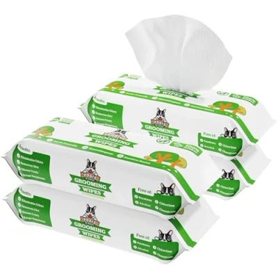 Imagen de Pogi&#039;s Grooming Wipes toallitas húmedas 400 desodorantes para Perros Aroma de té Verde, Naturales, Extra Grandes, biodegradables