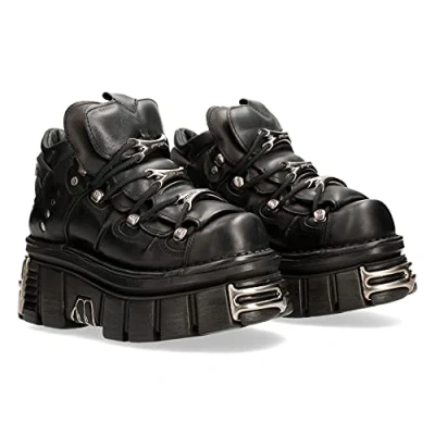 Imagen de New Rock Zapatos 106 Botines Mujer Negro con Plataforma y adornos Metallic Urban Black Shoes M.106 S112 (numeric_36)