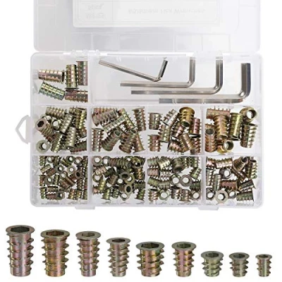 Imagen de Tuercas de inserto Aleación Zinc Tornillo Hexagonal Tuerca M4 M5 M6 M8 con llave Allen para Muebles Madera 149 piezas