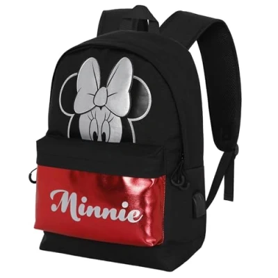 Imagen de Disney Minnie Mouse Sparkle Mochila HS Silver, Negro, 30 x 41 cm, Capacidad 22 L