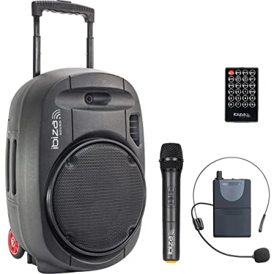 Imagen de Ibiza PORT12UHF MKII TWS Altavoz portátil 12&quot;/700W MAX con 2 micrófonos (UHF), Mando a Distancia y Funda Protectora Bluetooth, USB, SD 5 7h de autonomía