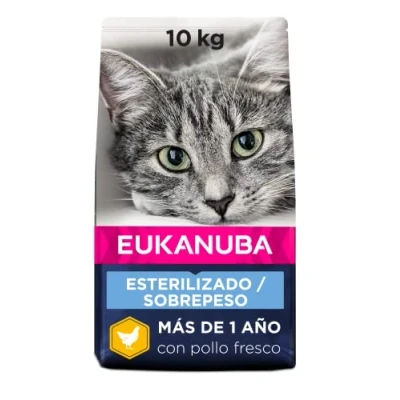 Imagen de Eukanuba Alimento seco para gatos adultos, premium bajo en grasa el mantenimiento del peso esterilizados/castrados, 10 kg
