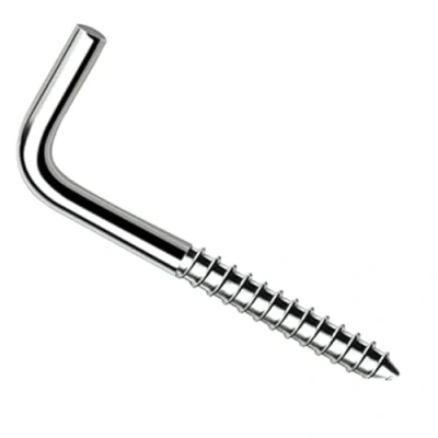 Imagen de Keple 60mm Tornillos de Gancho en L Ángulo Recto (10 piezas) Tornillo Madera Esquina 90 Grados Chapado Zinc, Tocador, Ganchos Cuadrados Para Secadora Ropa, Colgador Pared 4,5x60 mm