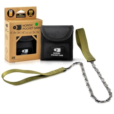 Imagen de Nordic Pocket Saw Sierra de Mano Motosierra Cadena 93 cm con Asas Nailon Manual para 2 Personnas Supervivencia Acampanda Versión X Long 50 Dientes
