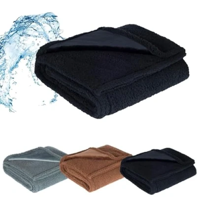 Imagen de OSTRI Loveblanket The Waterproof Blanket, Pet Blanket for Dog Cat, Fleece Couples Double Sided Fluffy Soft Cozy (Black,S)