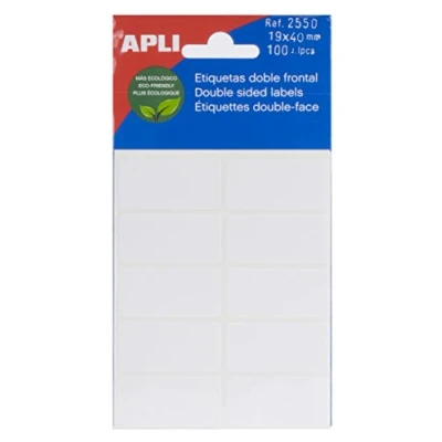 Imagen de APLI 2550 Etiquetas blancas doble frontal (19 x 40) 5 hojas