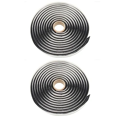 Imagen de QWORK® Cordón redondo de butilo negro, 9.5 mm diámetro x 4 m, para Faros, autocaravanas, Parabrisas, Puertas y Ventanas, 2 Pieza