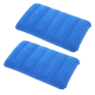 Imagen de tintoke 2 almohadas hinchables para camping, viajes, cojín de aire, terciopelo, cervical, playa, viajes al aire libre, senderismo (azul real)